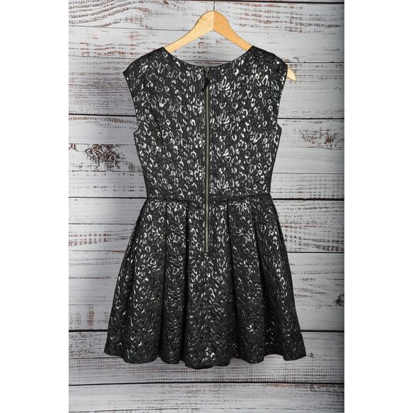 Armani Exchange, Black Metallic Jacquard, Brocade, Mini Dress, Size 4 - Picture 2 of 4